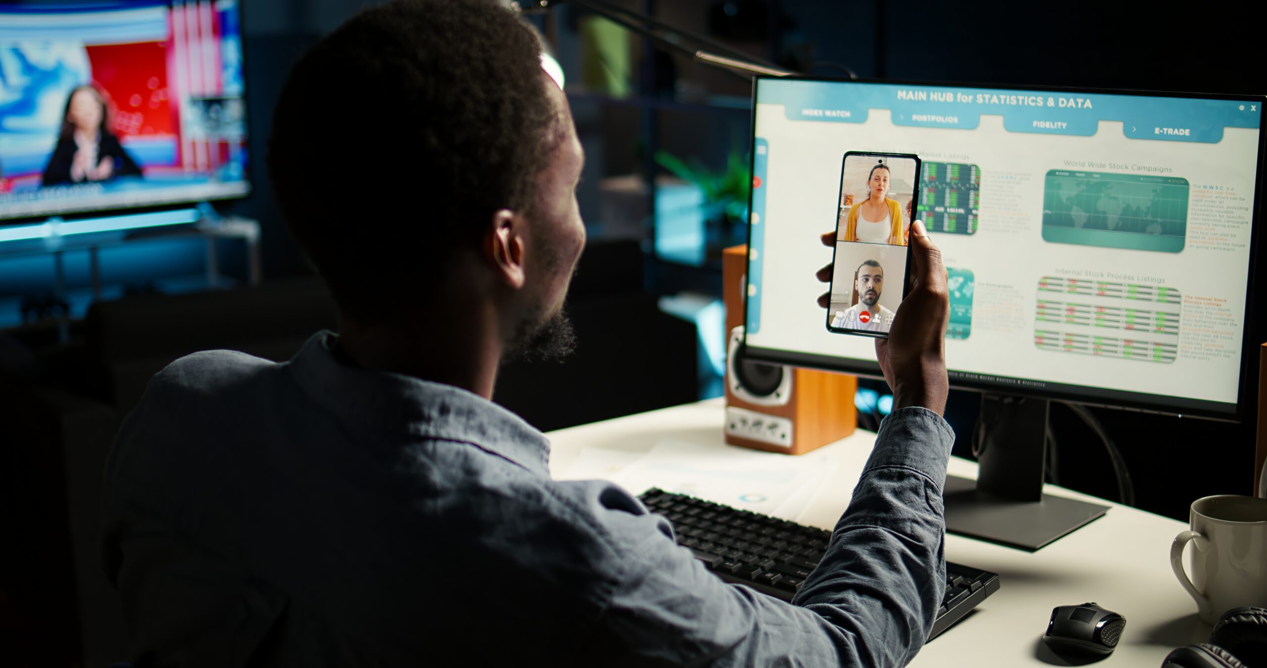 economist video conference chat with consultants analyze earnings balance scaled.jpg